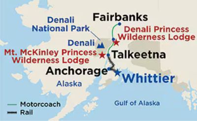 rail motorcoach Alaska Denali land tour